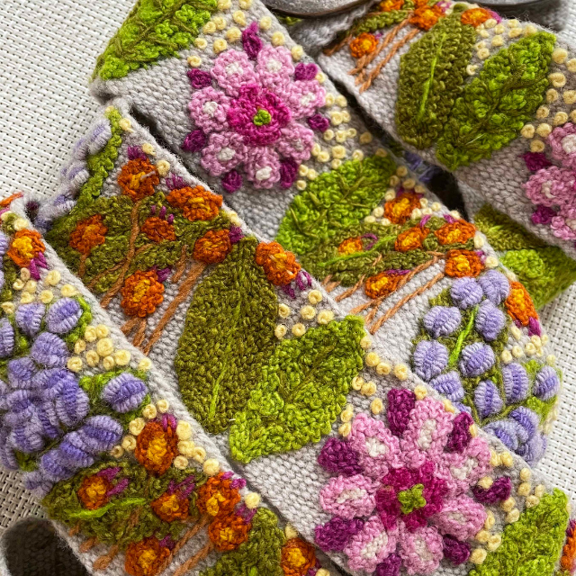 Jenny Krauss - Hand Embroidered Wool Belt - Freshwater Floral