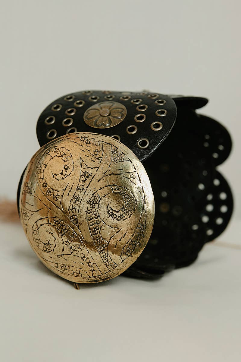 Alpha Boho Wide Leather Belt - Black