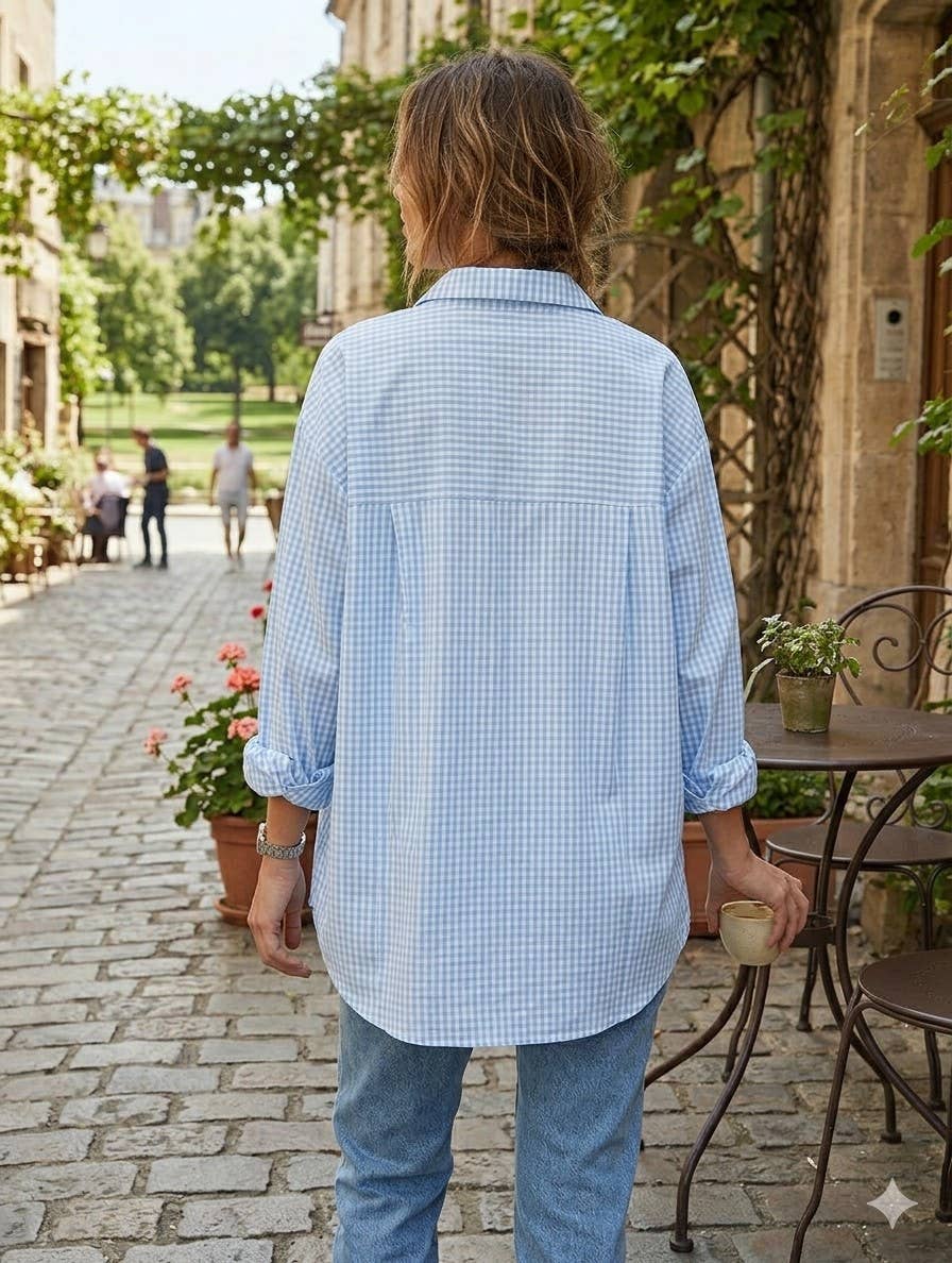 Italian Loose small-check shirt