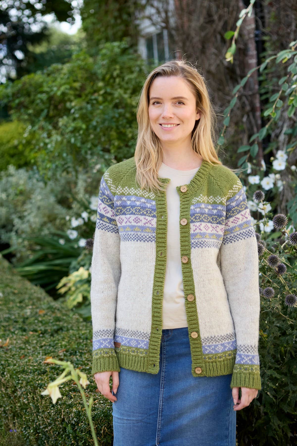 Highland - Olive Cardigan – Fair Isle Wool Knit