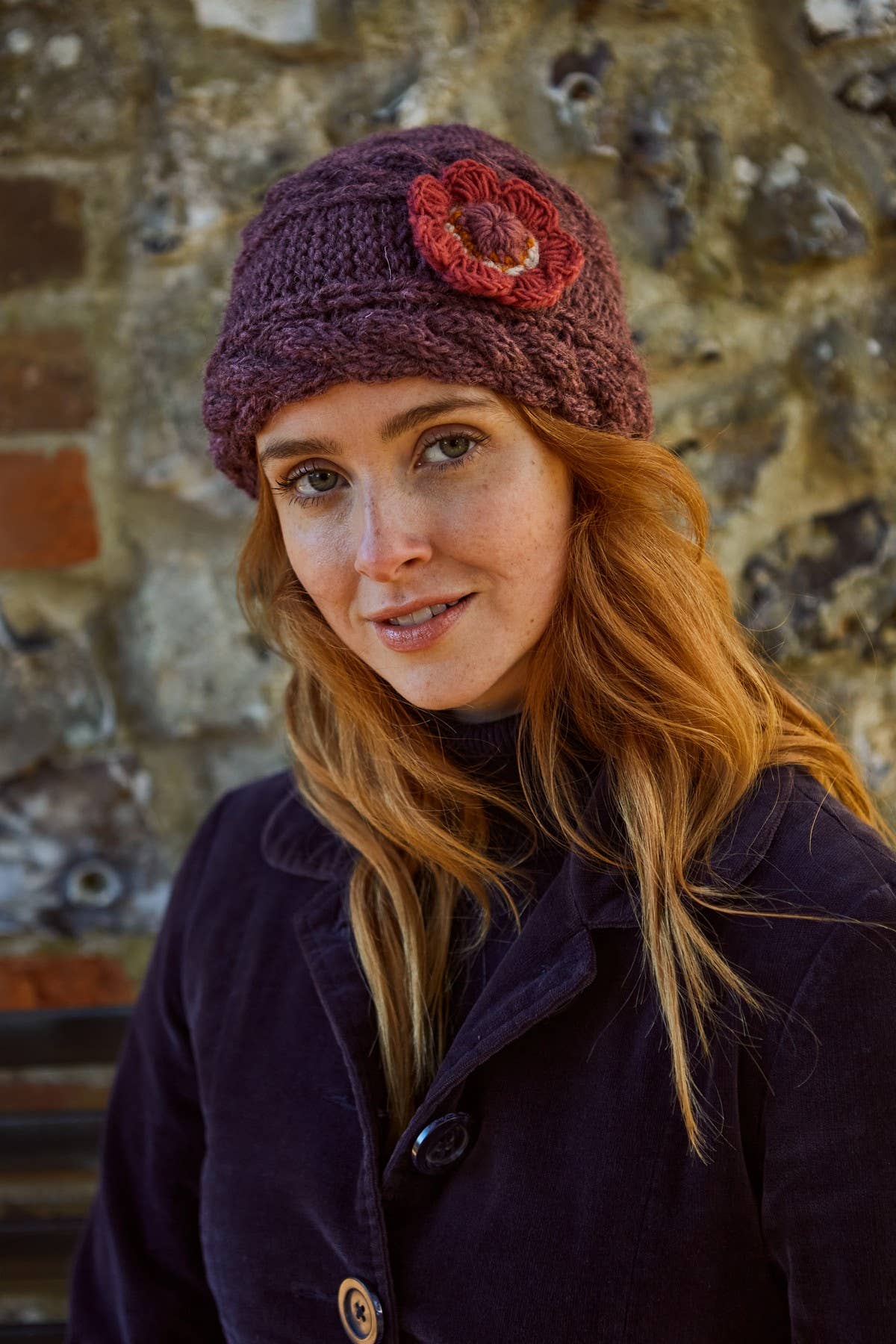 Sorrento Flower Beanie - Plum
