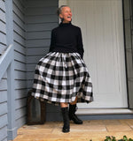 Winter Cotton Flannel Dress - Black Check