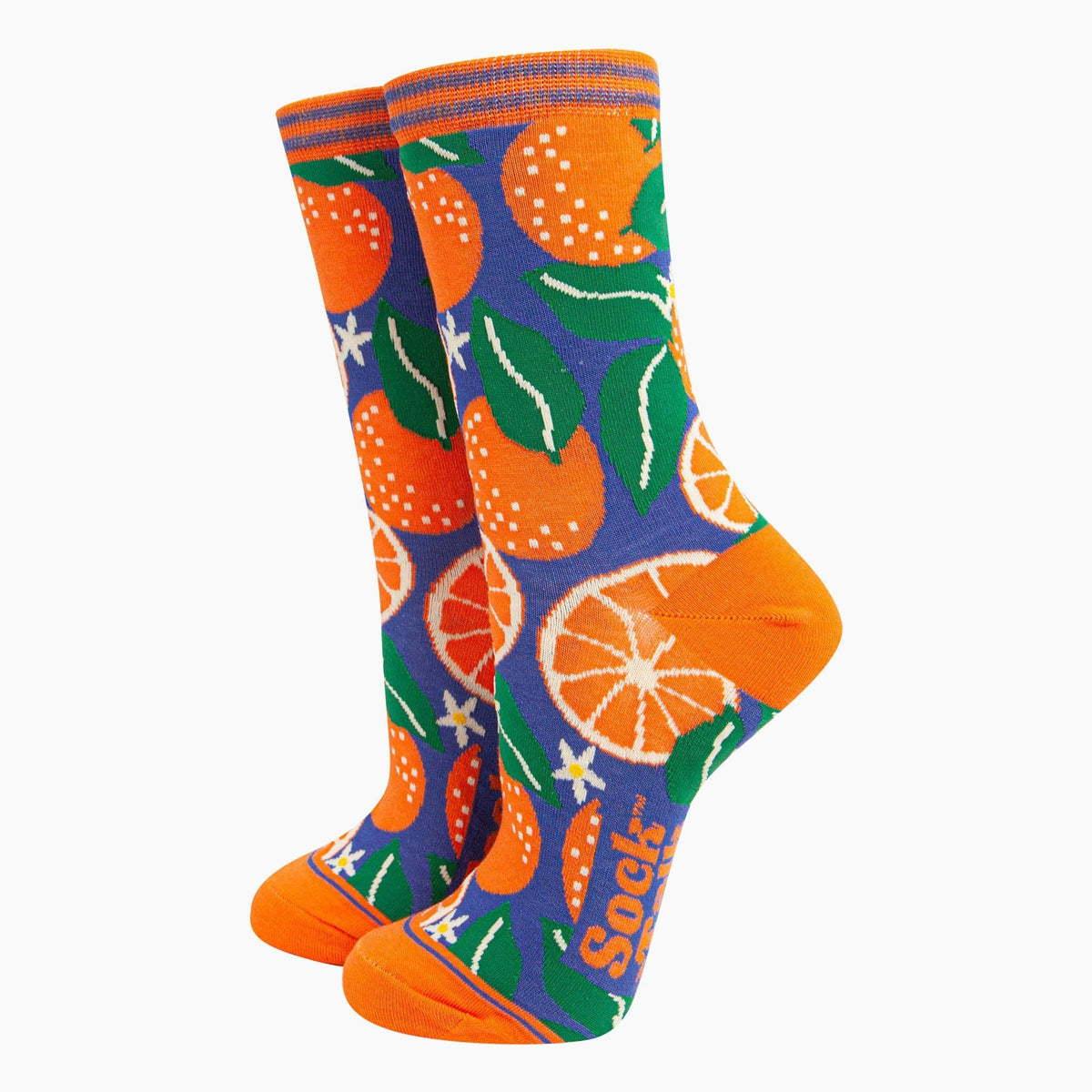 Women's Bamboo Socks - Blue, Orange Tree