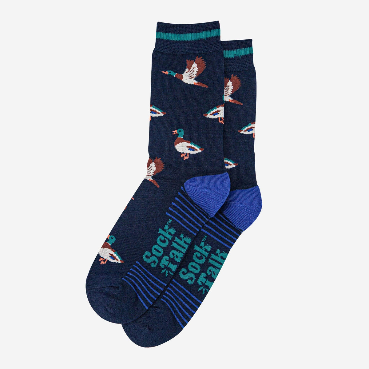 Men's Bamboo Socks - Navy Blue/Royal Blue, Mallard Duck