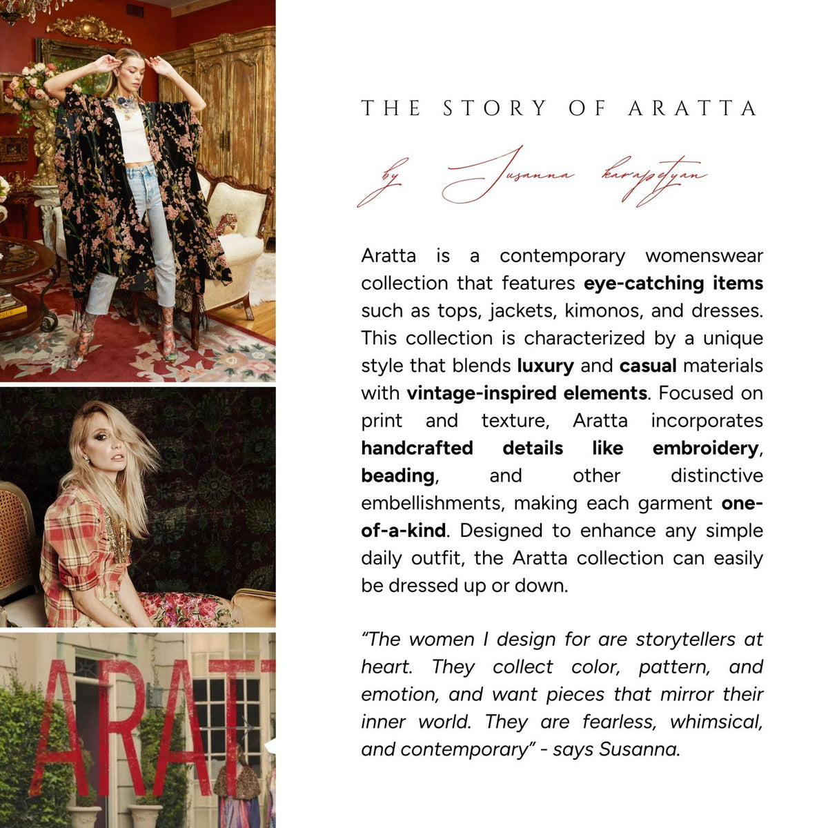 Arata - Floral Embroidered Duster Jacket - Dark Rose