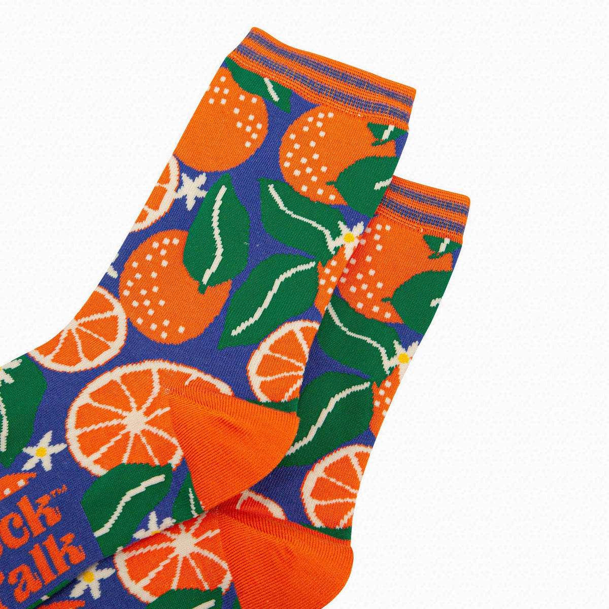 Women's Bamboo Socks - Blue, Orange Tree