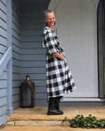 Winter Cotton Flannel Dress - Black Check