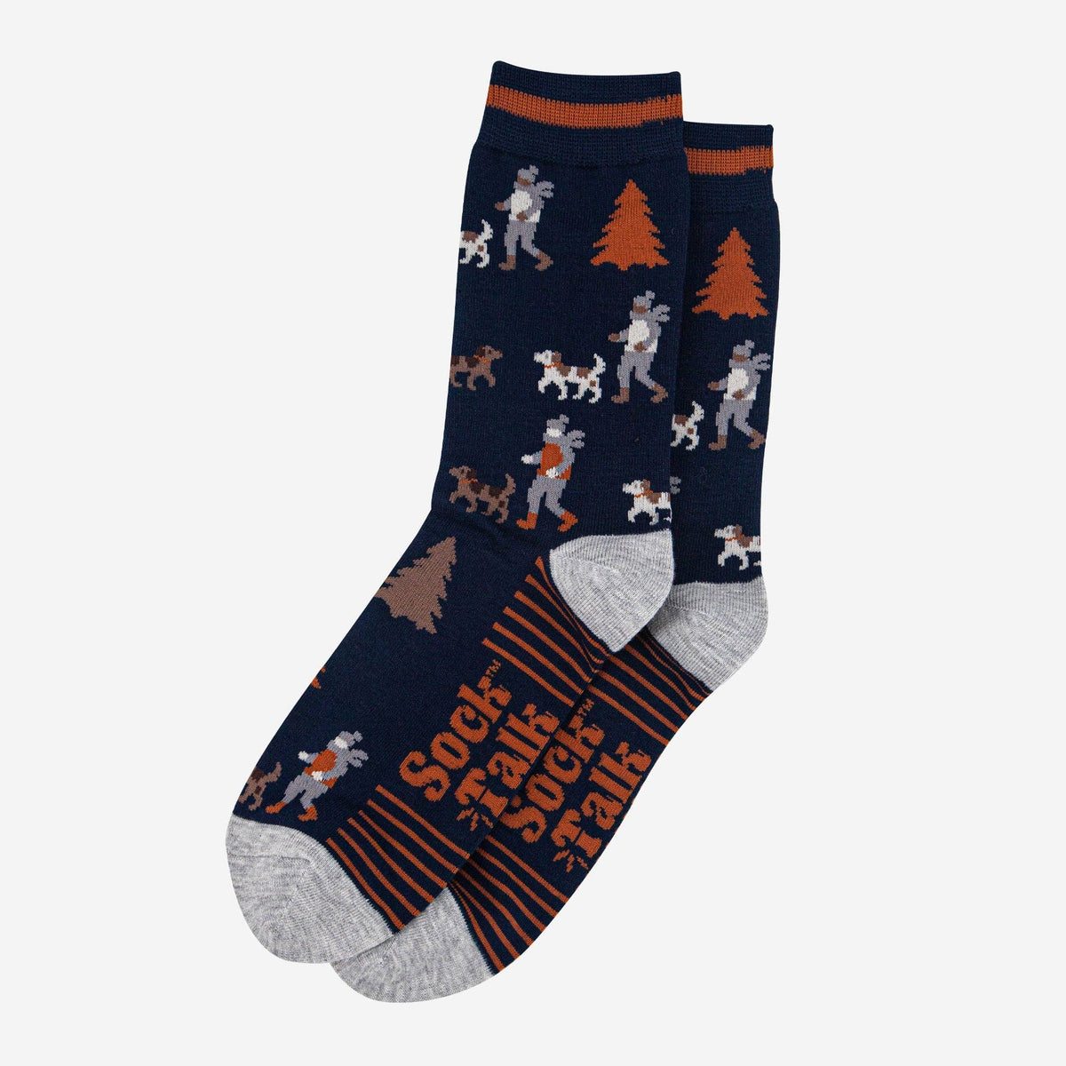 Men's Bamboo Socks - Navy Blue/Light Grey, Man and his Dog