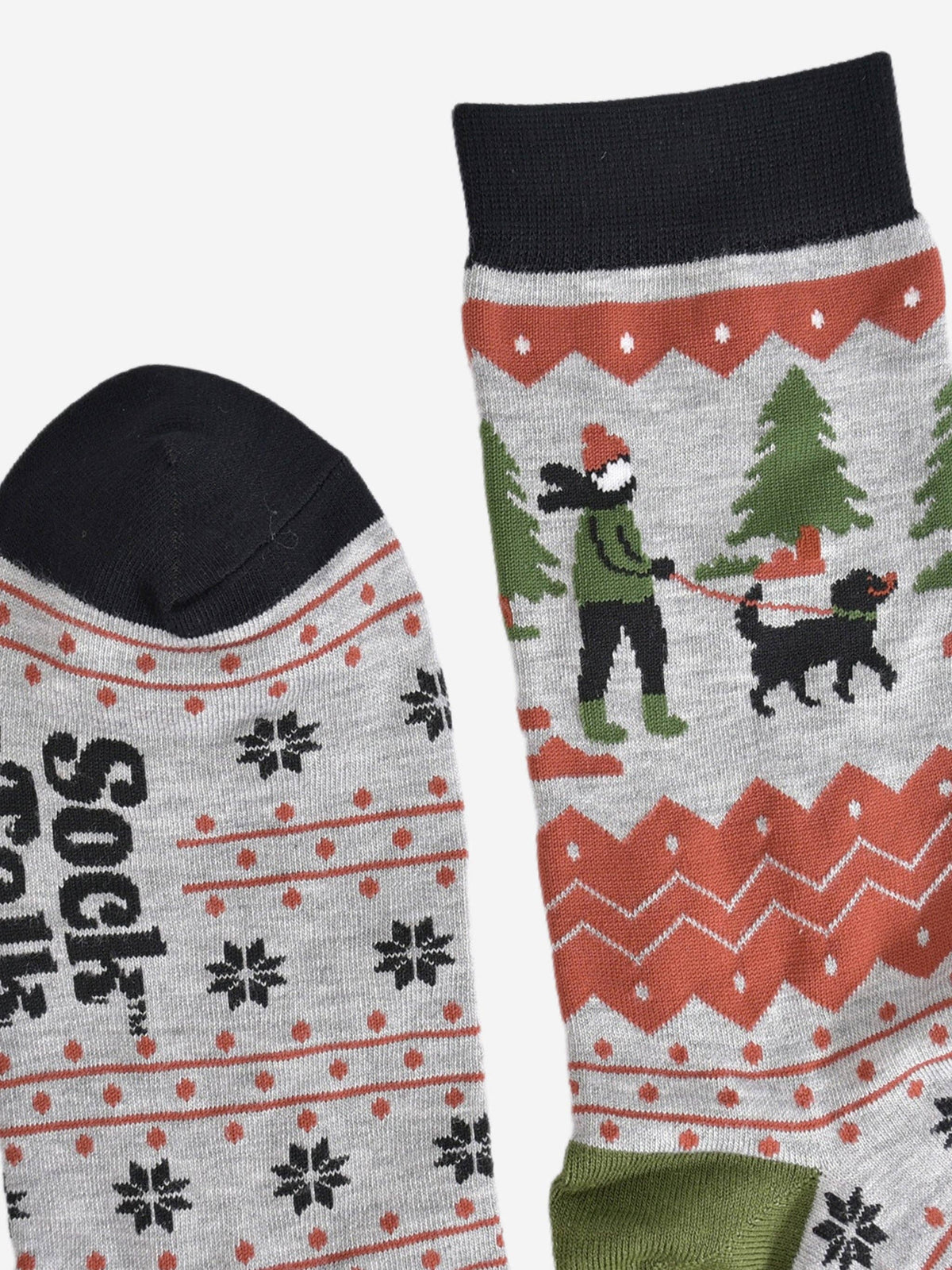 Men's Bamboo Socks - Grey/Green, Man and His Dog