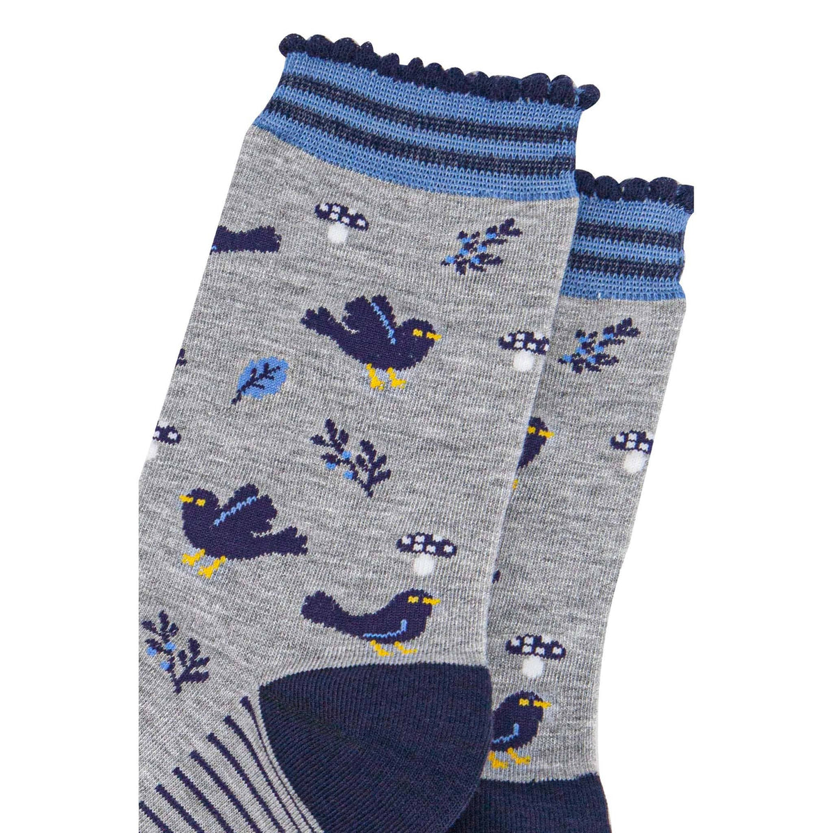 Women's Bamboo Socks - Light Grey/Denim Blue, Blackbirds