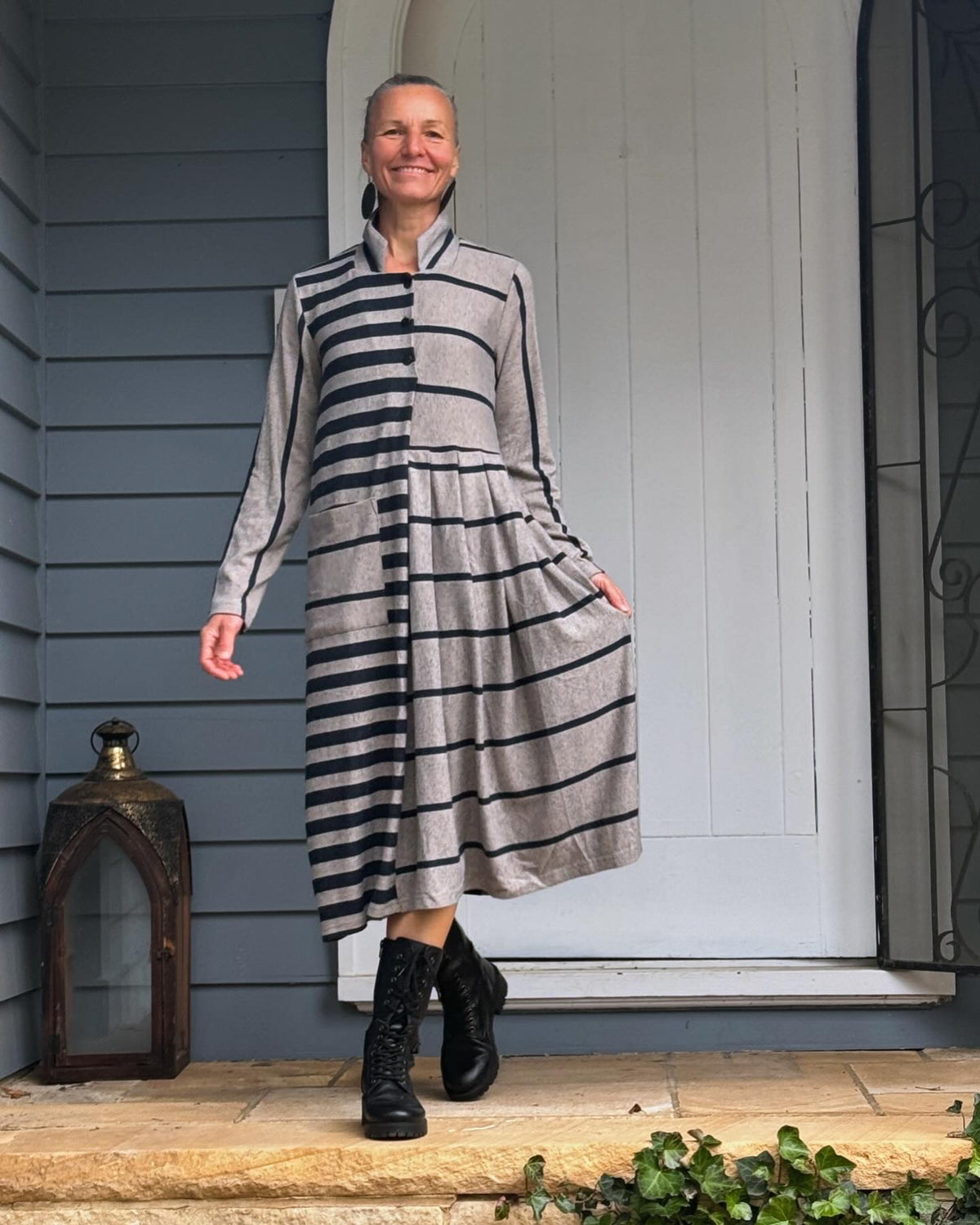 Kokomarina ‘Takea’ Dress Stripe - Navy & Beige - LAST - Size XS