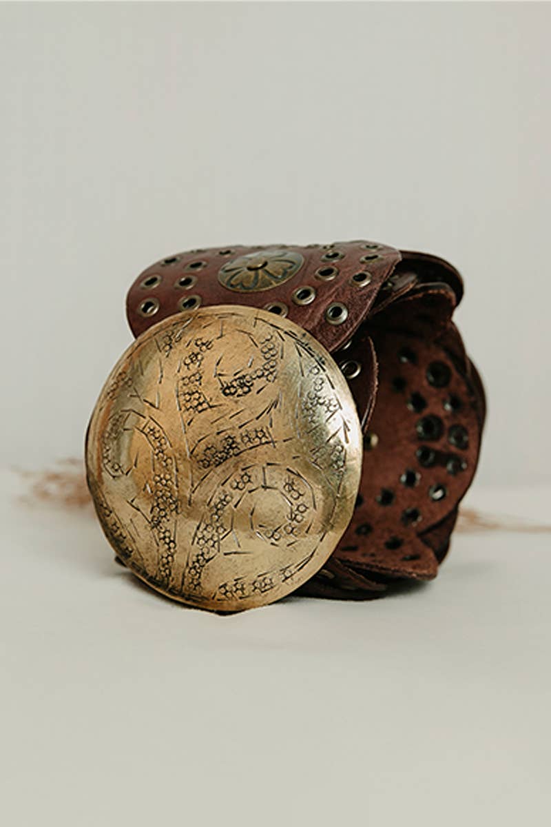 Alpha Wide Leather Belt - Dark Brown
