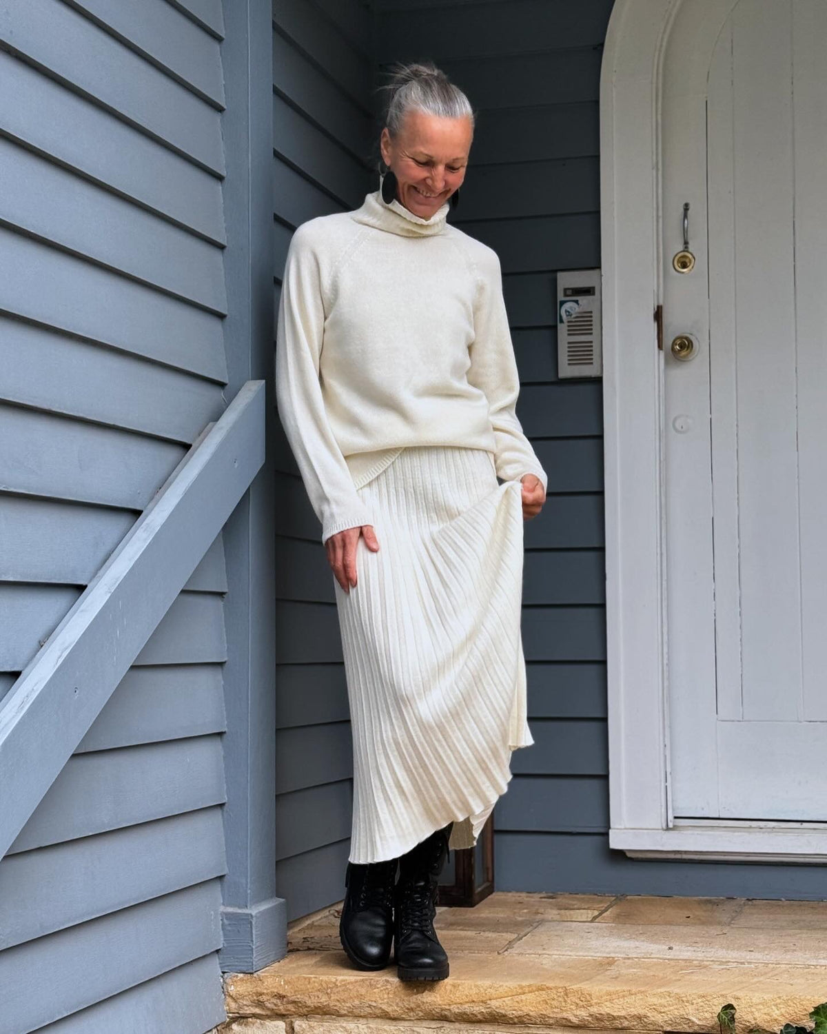 Italian ‘Rehana’ Cashmere Merino Mix Pleated Skirt - Various Colours