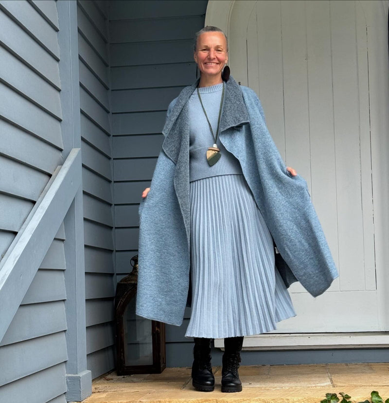 Ecolena Italian 80% Boiled Wool Long Coat - One Size Fits 10-18 - Various Colours