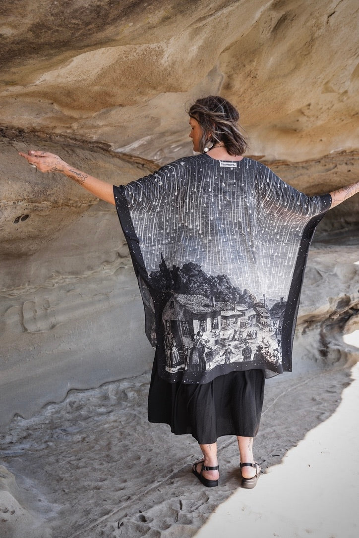 Market Of Stars - The Stargazer - Bohemian Goddess Starduster Kimono - Celestial Print
