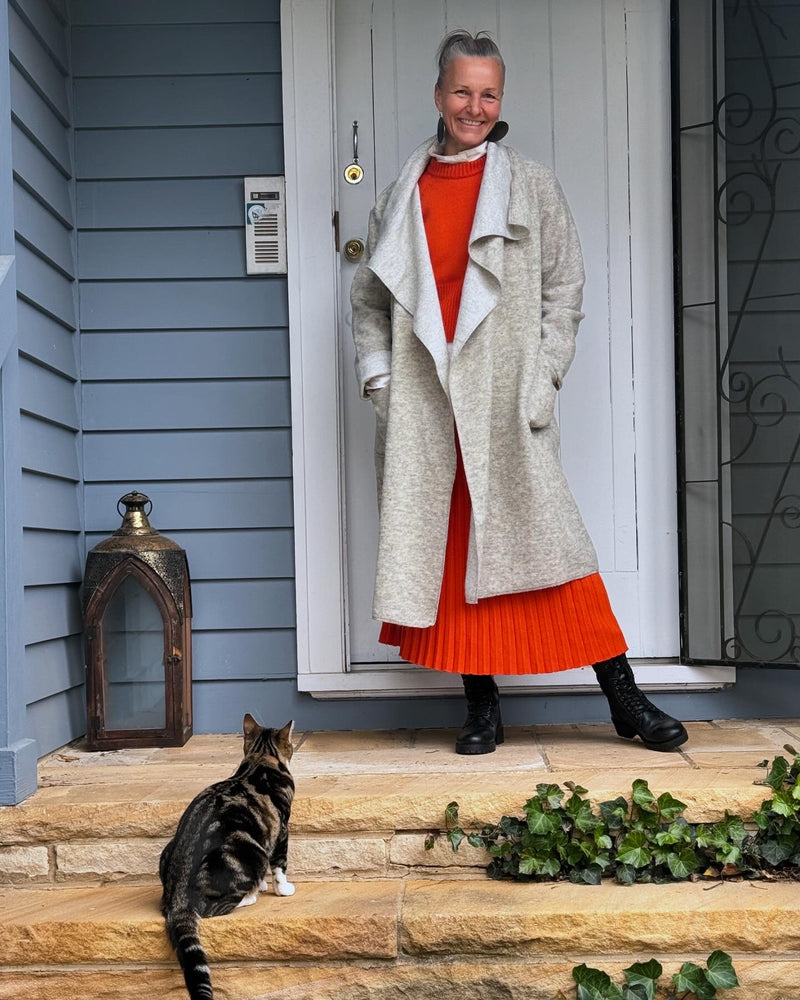 Ecolena Italian 80% Boiled Wool Long Coat - One Size Fits 10-18 - Various Colours