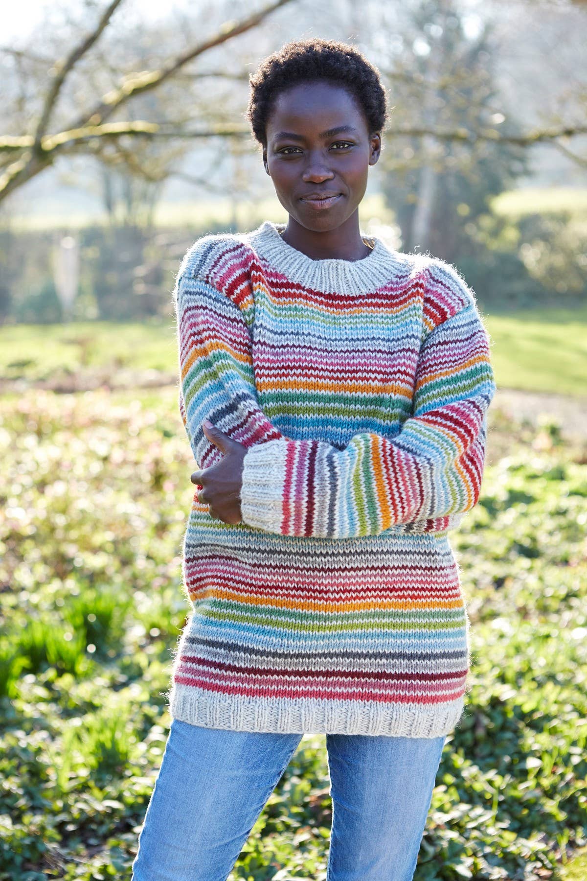 Hoxton - Colourful Stripe Unisex Knit Wool Oversized Sweater - Rainbow