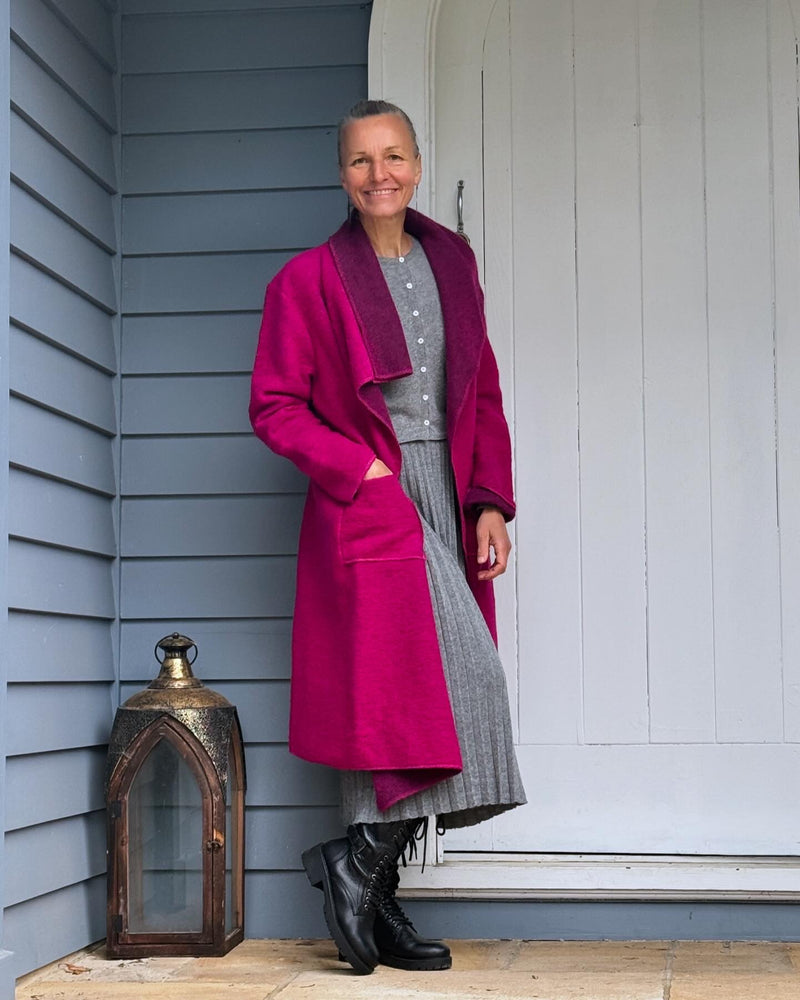 Ecolena Italian 80% Boiled Wool Long Coat - One Size Fits 10-18 - Various Colours