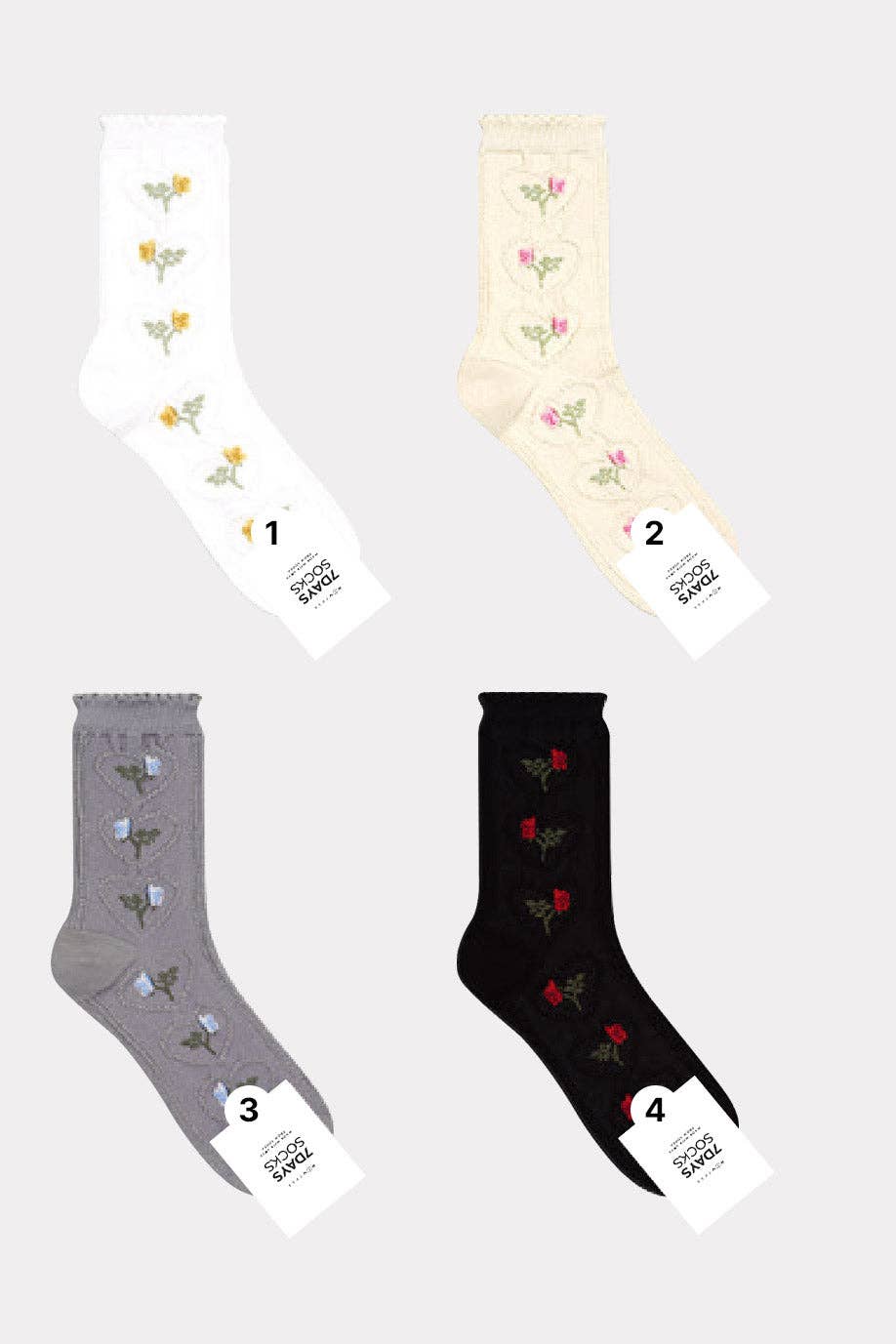 Women's Crew Heart Multi Flower Socks
