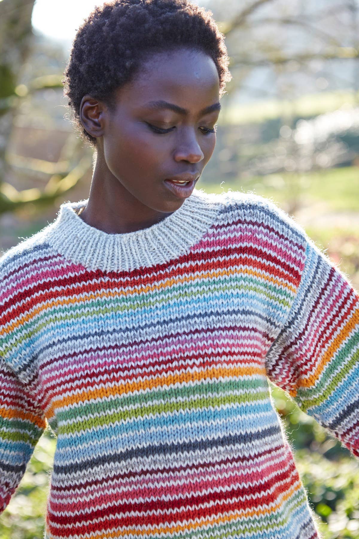 Hoxton - Colourful Stripe Unisex Knit Wool Oversized Sweater - Rainbow