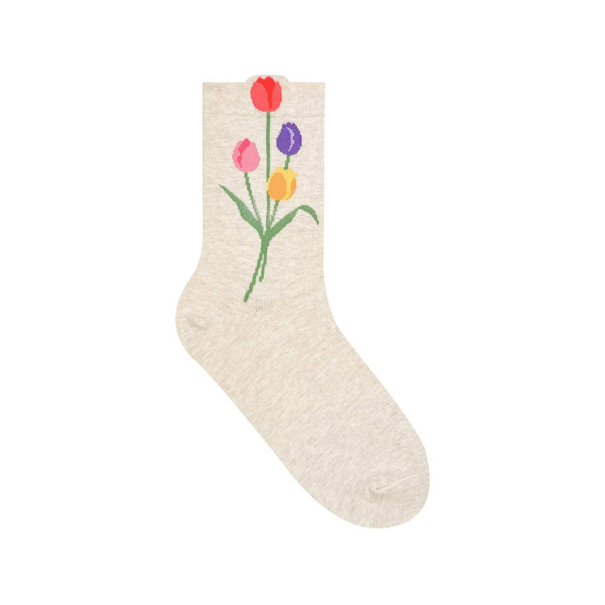 Women's Crew Tulip Flower Socks