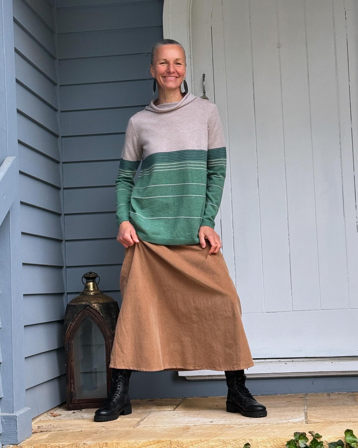 Royal Merino Stripe Sweater - Sage