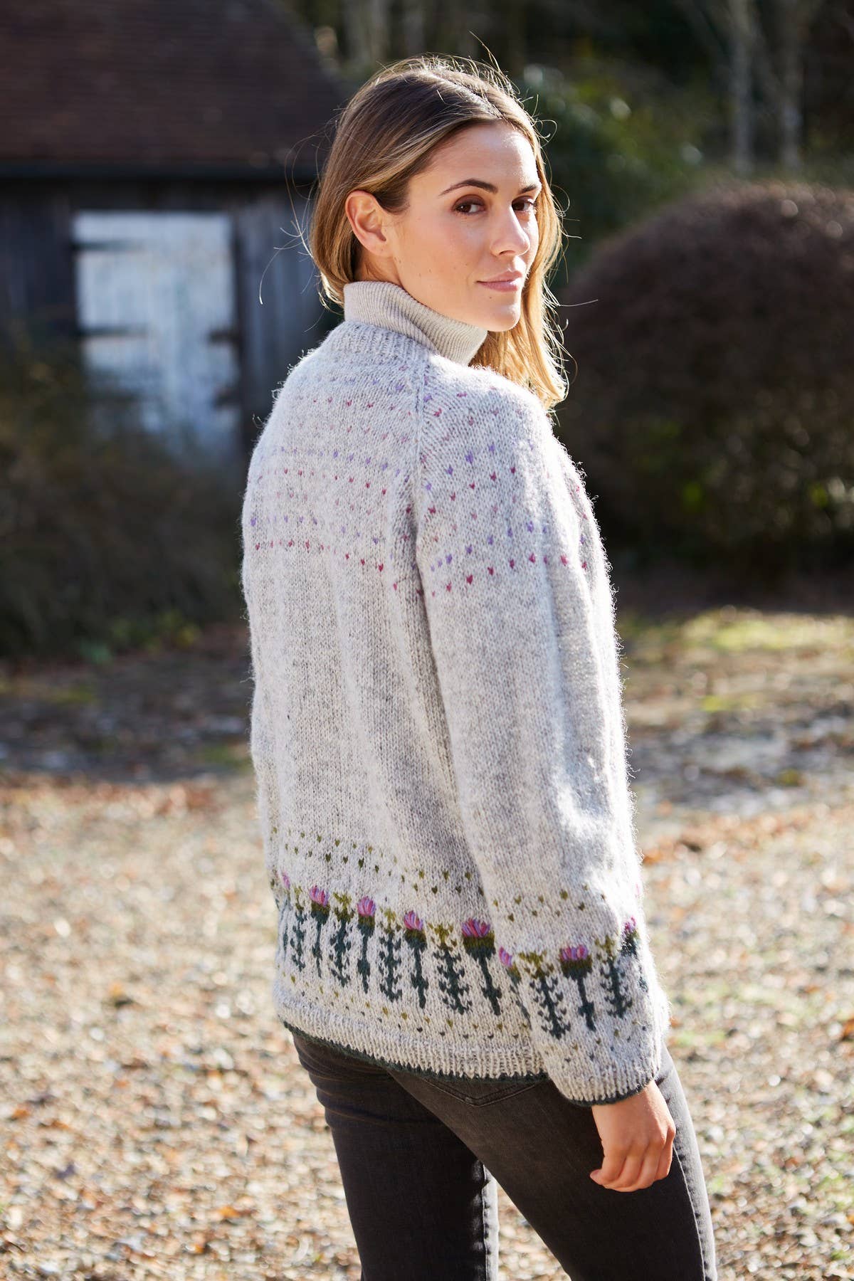 Wildflower – Handmade Thistle Embroidered Wool Button Cardigan