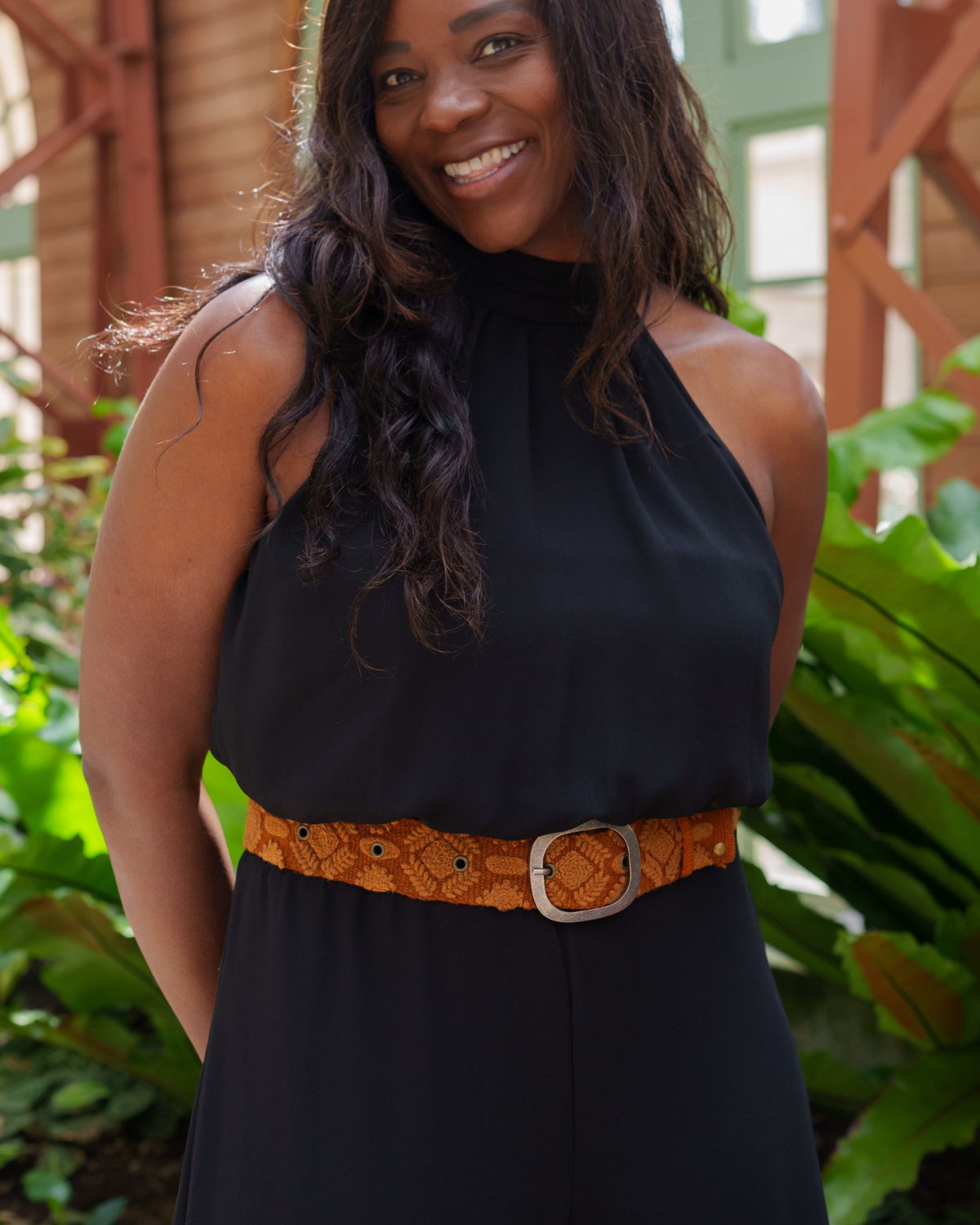 Jenny Krauss - Embroidered Wool Belt - Terracotta
