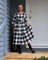 Winter Cotton Flannel Dress - Black Check