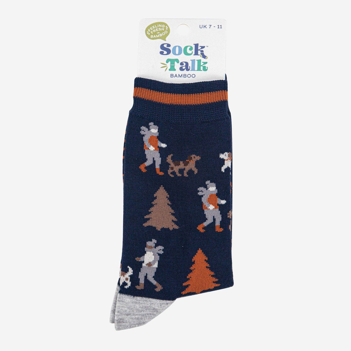 Men's Bamboo Socks - Navy Blue/Light Grey, Man and his Dog
