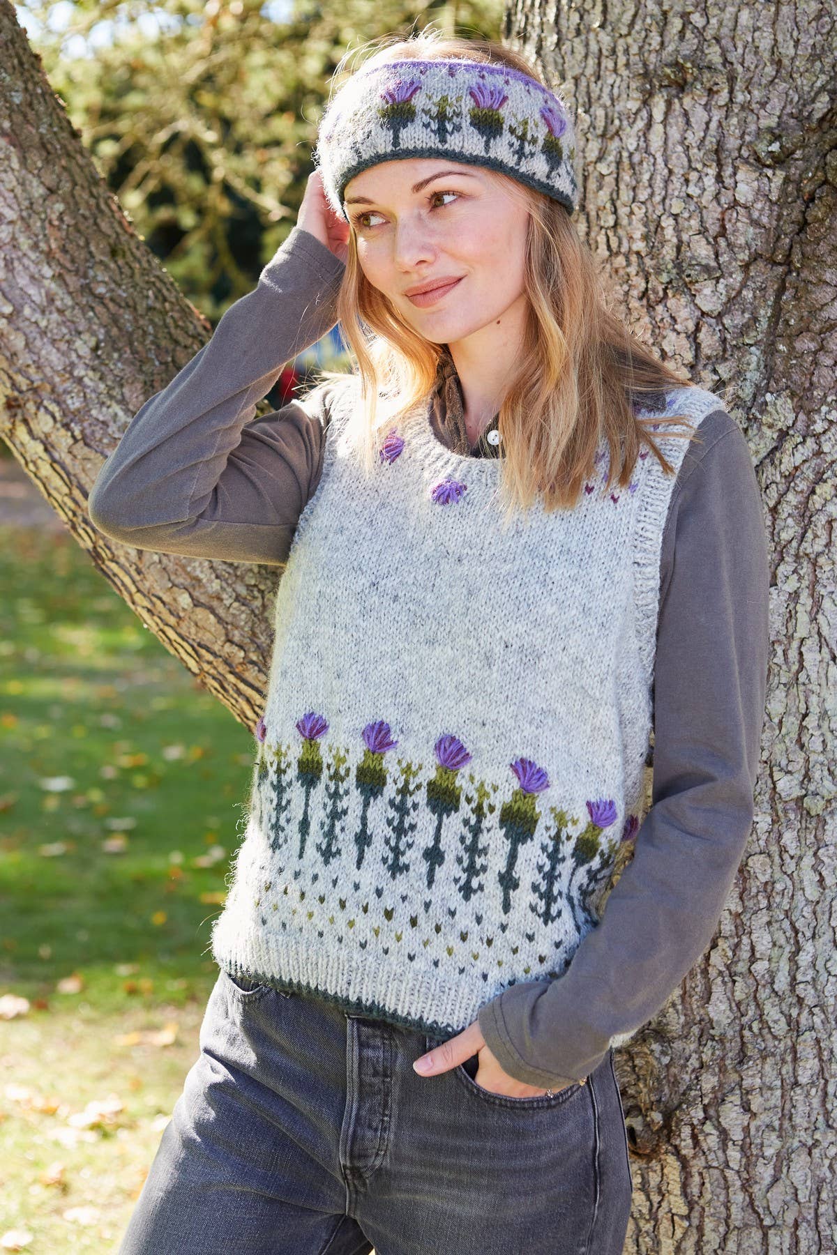 Wildflower - Thistle Knit Vest – Hand Embroidered Wool