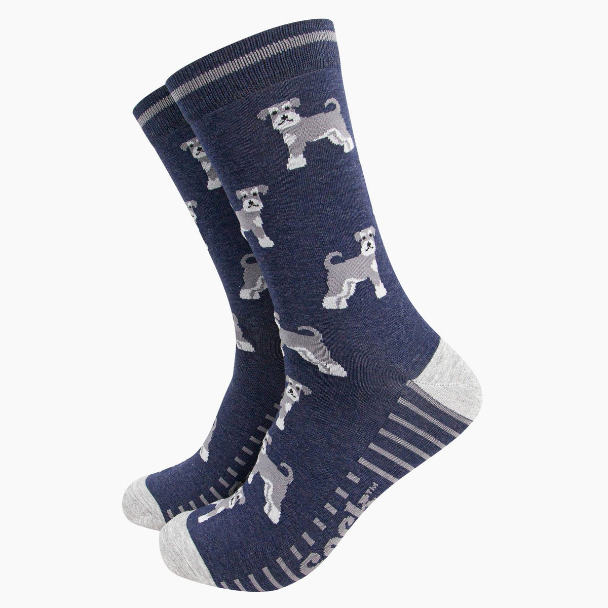 Men's Bamboo Socks - Navy, Schnauzer