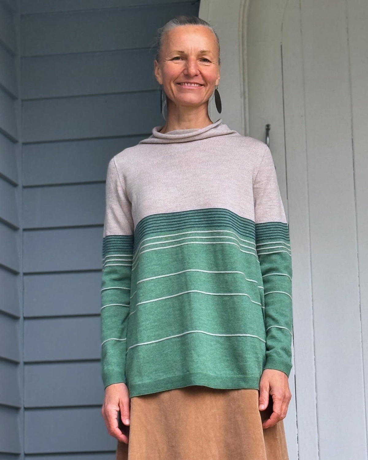 Royal Merino Stripe Sweater - Sage