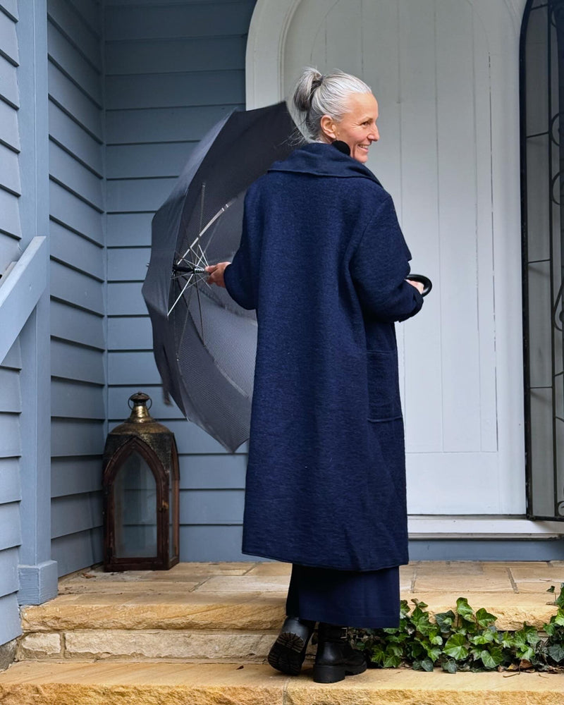Ecolena Italian 80% Boiled Wool Long Coat - One Size Fits 10-18 - Various Colours