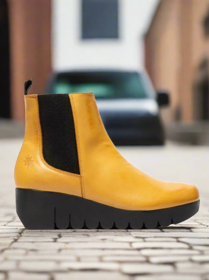 Fly London 'Vaze' Chelsea Leather Ankle Boots - Mustard