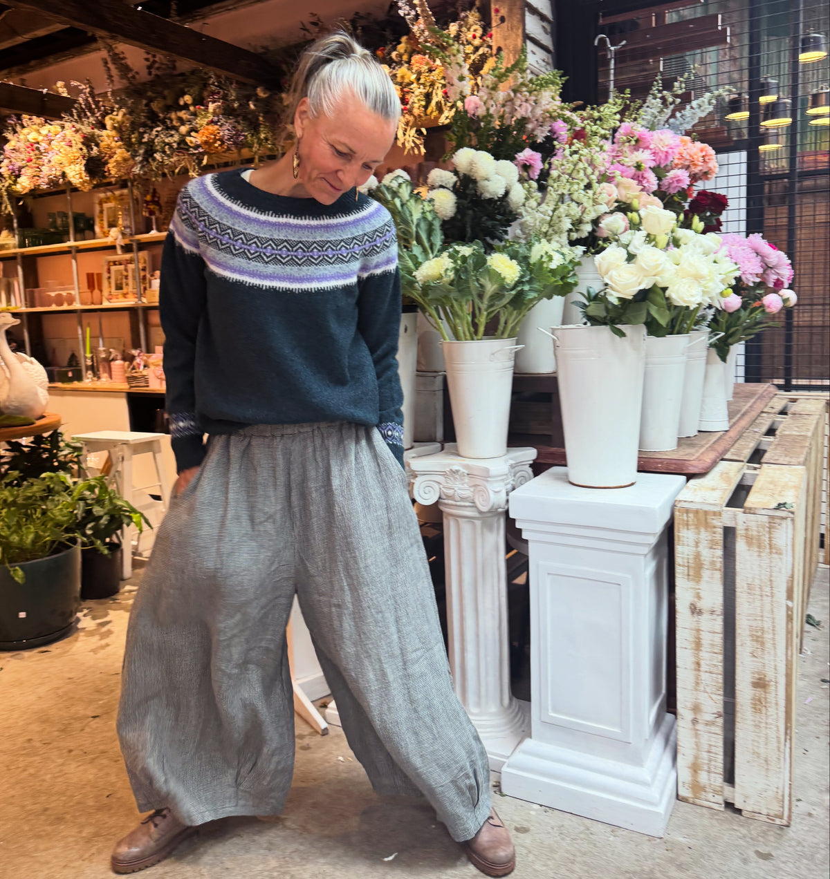 Harley of Scotland - Fair Isle Nep Crew Jumper - Lugano
