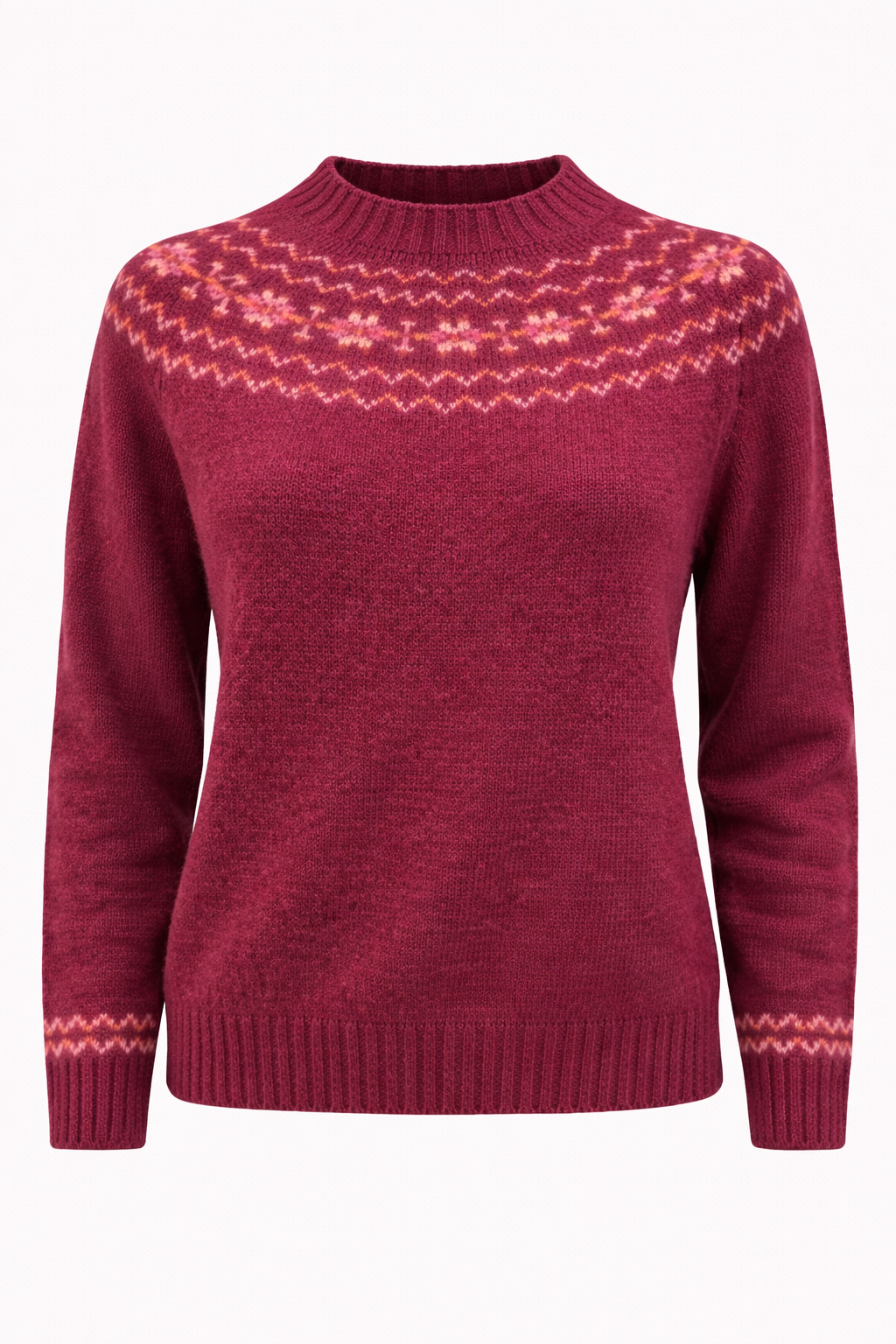 Harley of Scotland - Yoke Fairisle Jumper - Claret