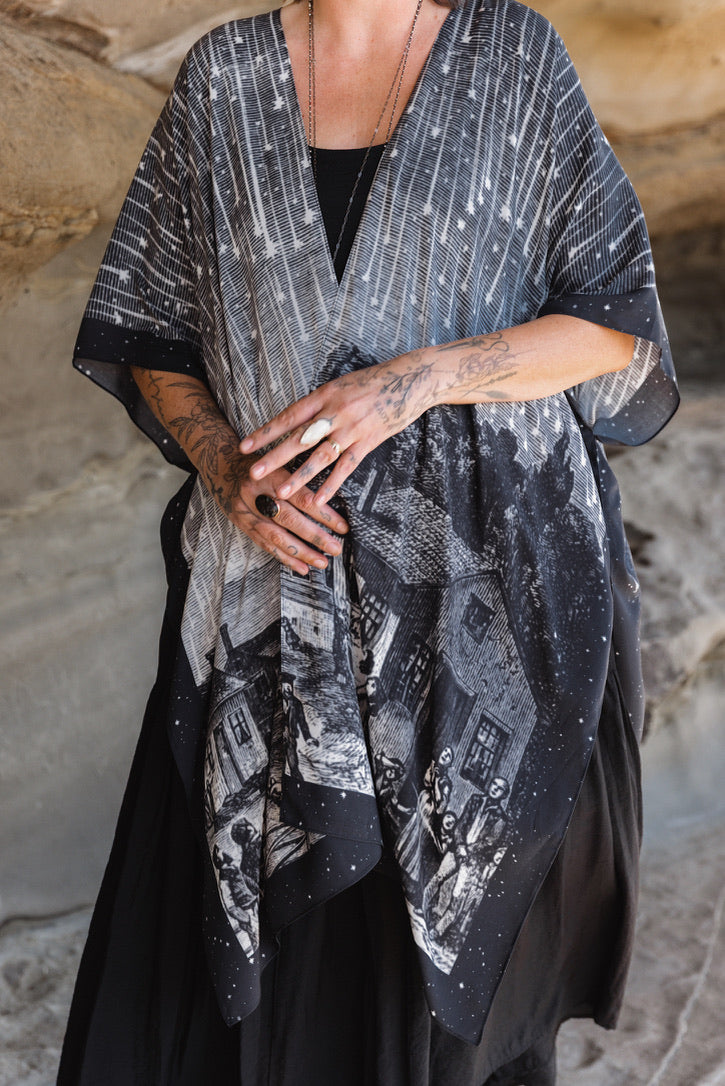 Market Of Stars - The Stargazer - Bohemian Goddess Starduster Kimono - Celestial Print