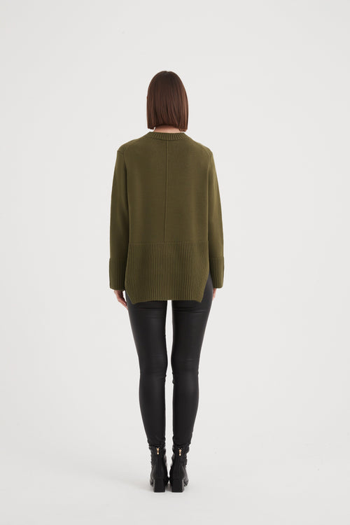 Tirelli Deep Split Knit - Dark Moss