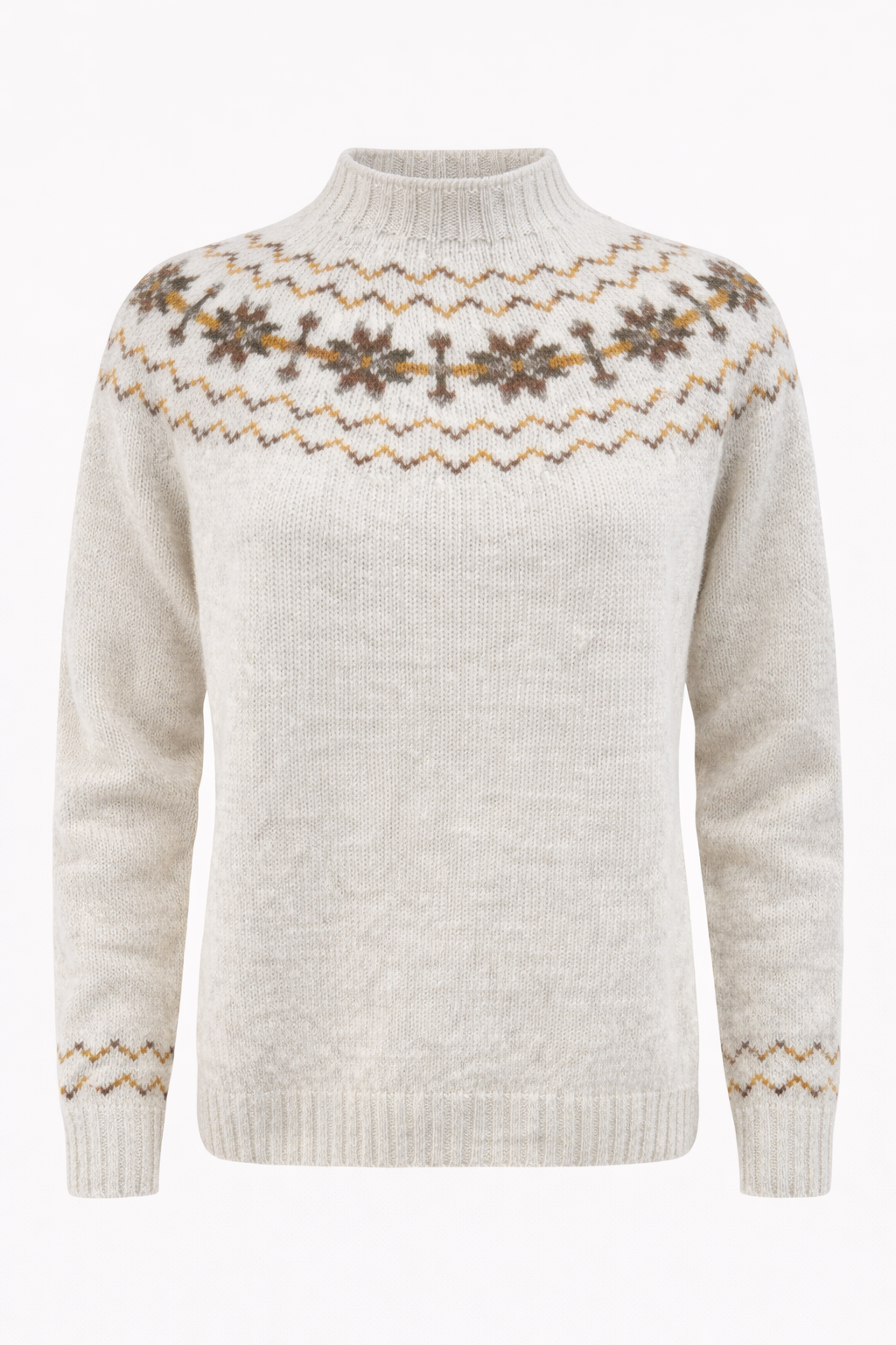 Harley of Scotland - Yoke Fairisle Jumper - Snow White