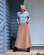 Blueberry Italia Fine Cord Maxi Skirt - Camel