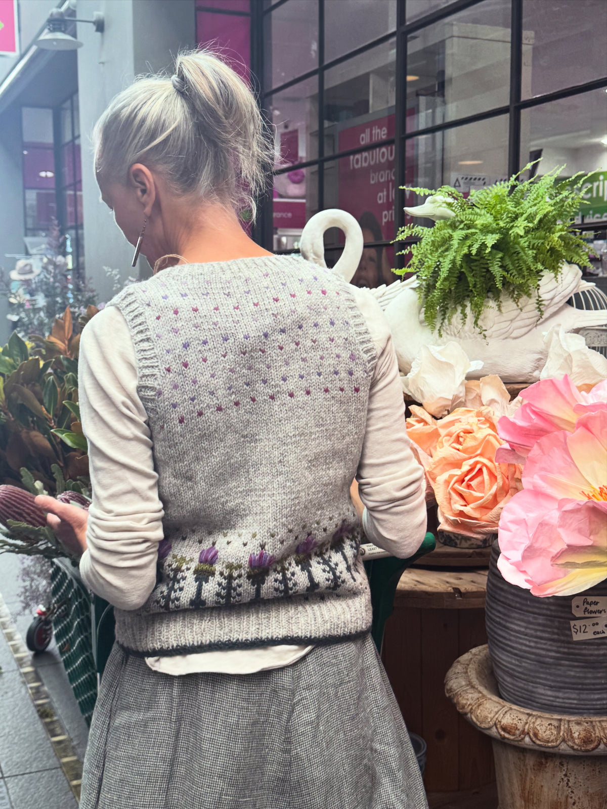 Wildflower - Thistle Knit Vest – Hand Embroidered Wool