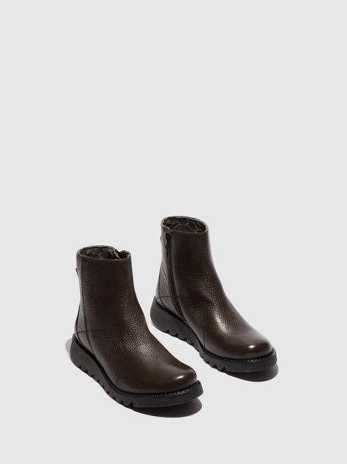 Fly London ‘Sagu' Zip Up Leather Ankle Boots - Chestnut