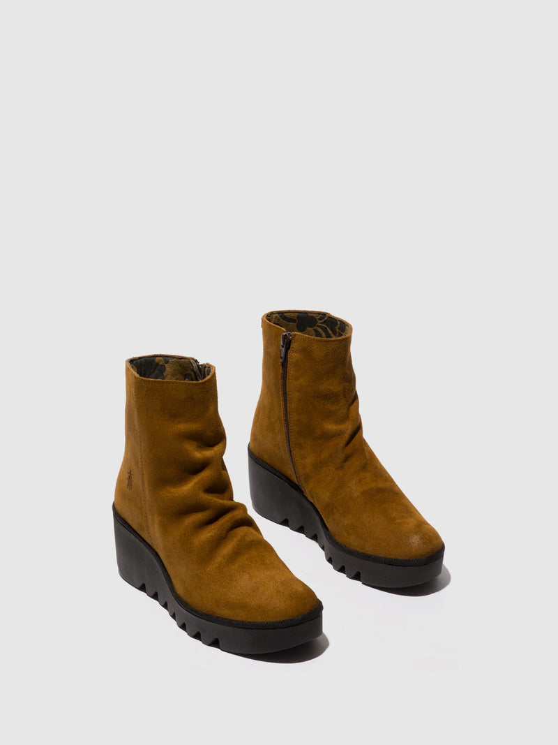 Fly London 'Baan' Zip Up Suede Ankle Boots - Tobacco