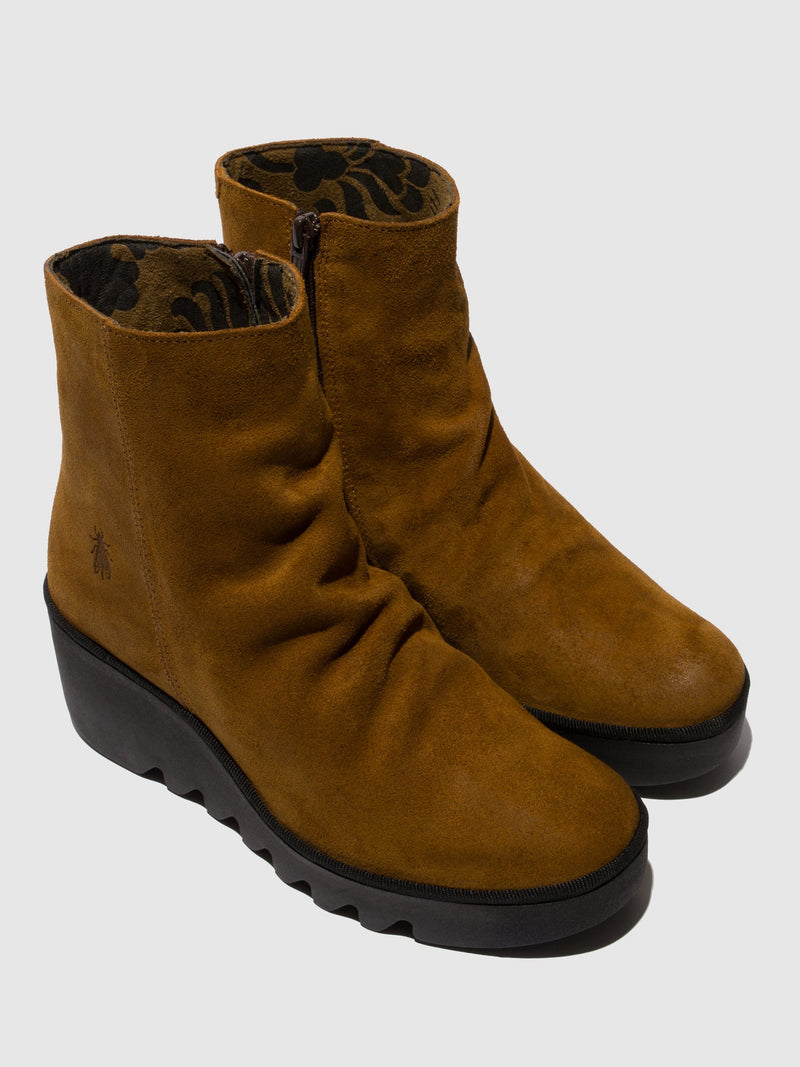 Fly London 'Baan' Zip Up Suede Ankle Boots - Tobacco