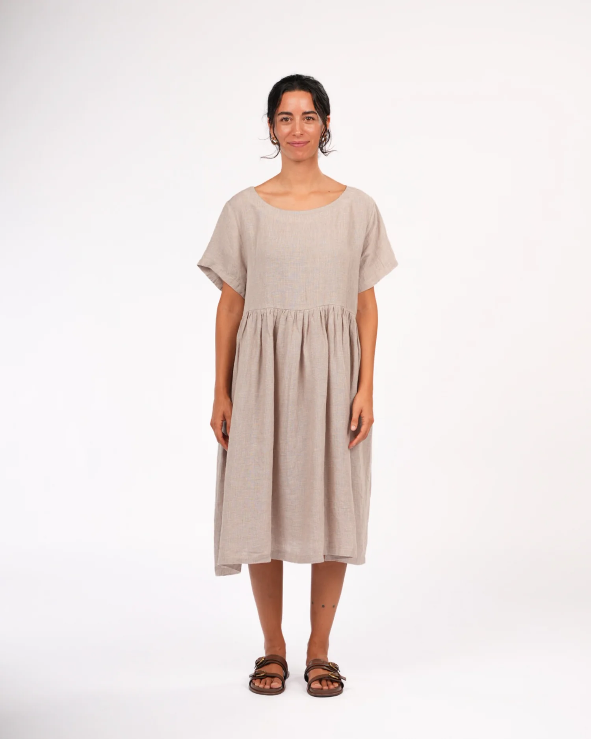 Montaigne - Juni - French Linen Summer Staple Dress - Houndstooth