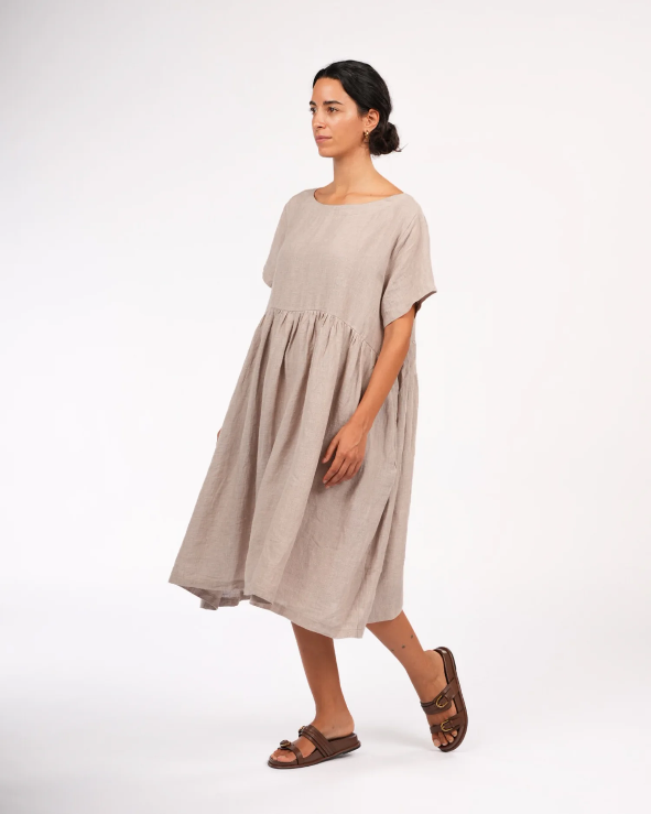 Montaigne - Juni - French Linen Summer Staple Dress - Houndstooth