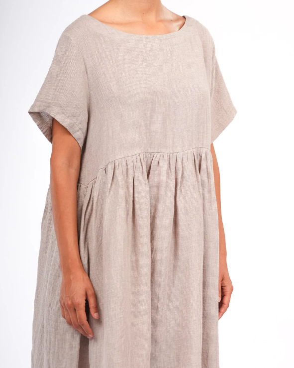 Montaigne - Juni - French Linen Summer Staple Dress - Houndstooth