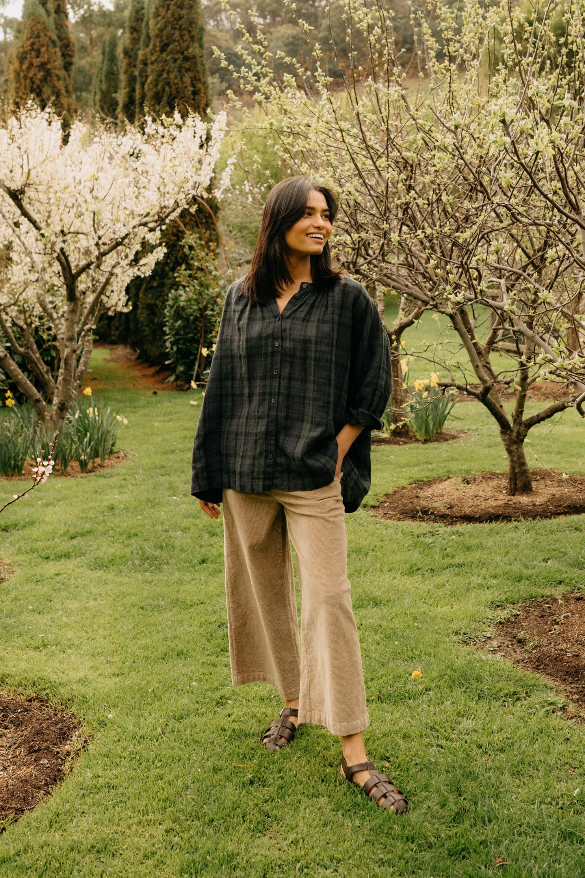 Montaigne - Carmen - Button Through Long Sleeve Top - Tartan