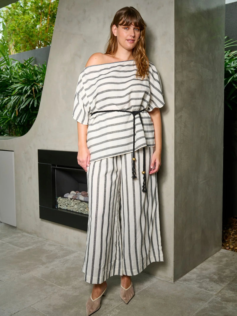 State Of Embrace ‘Glide’ Palazzo Pant - Onyx Stripe